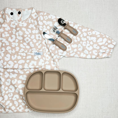 Grayson Cheetah Print Long Sleeve Bib