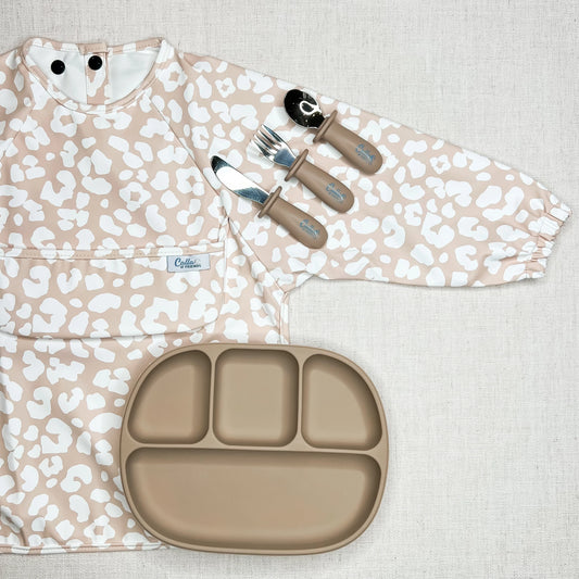 Grayson Cheetah Print Long Sleeve Bib